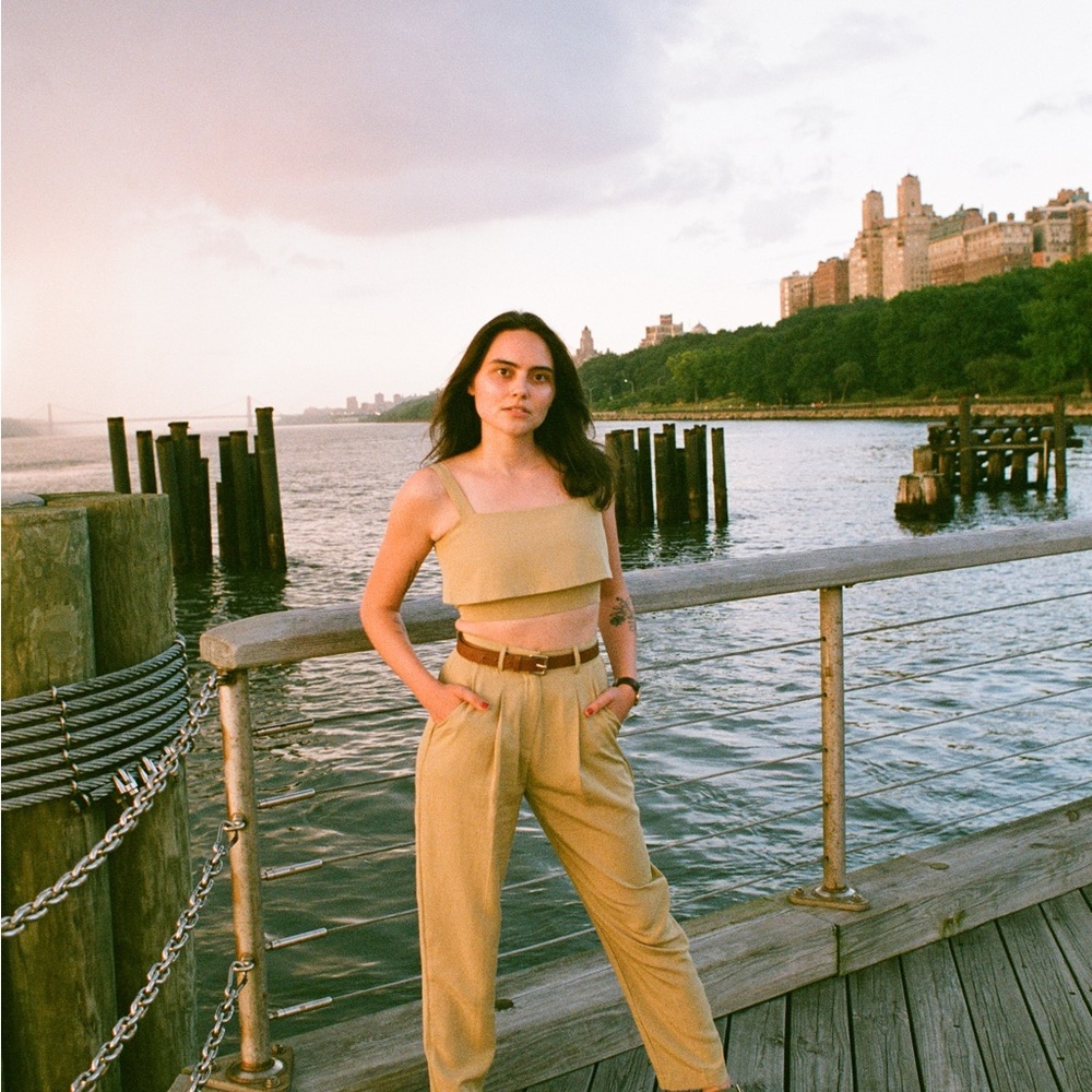 Women's Tan High-Waisted Pants